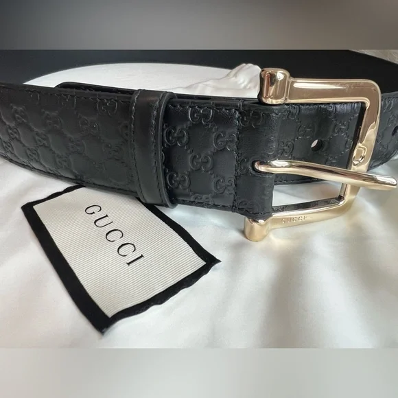 Gucci signature leather belt in black